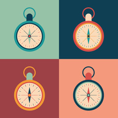 Colorful set of retro compasses.
