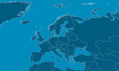 Fototapeta premium Europe Map - Blue with white outlines