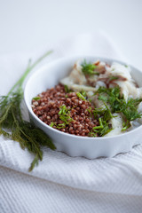 Buckwheat porridge with white fish