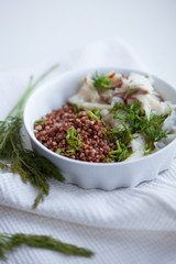 Buckwheat porridge with white fish