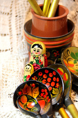 Mix of traditional Russian Souvenirs