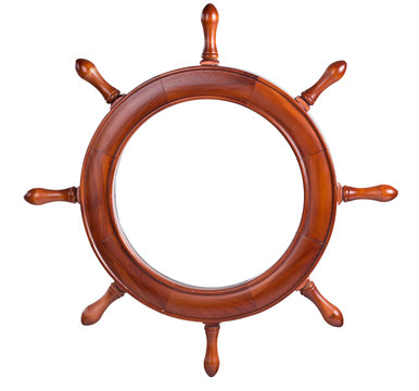 Frame in the form of the ship's steering wheel. isolated