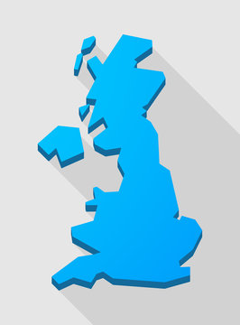 blue long shadow United Kingdom map