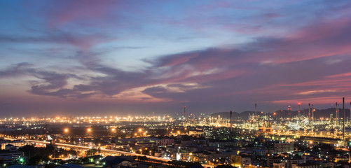 Fototapeta na wymiar Oil refinery power station at twilight