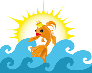Colorful background with gold fish