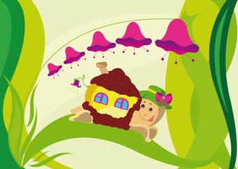 funny turtle with flowers