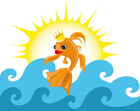 Colorful background with gold fish