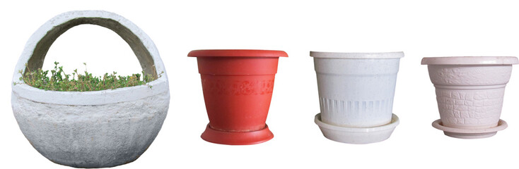 Flower pots and a basket of concrete, decorative