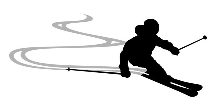 Fototapeta Skifahrer Spuren