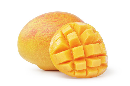 mango fruit sliced isolated on white