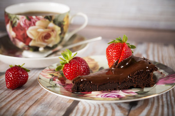 Piece of French chocolate cake