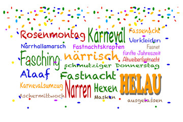 tag cloud Karneval mit Konfetti