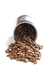 coffee beans in tin can