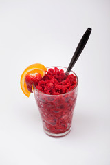 strawberry smoothie with banana in a glass