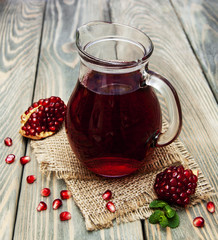 Pitcher of pomegranate juice
