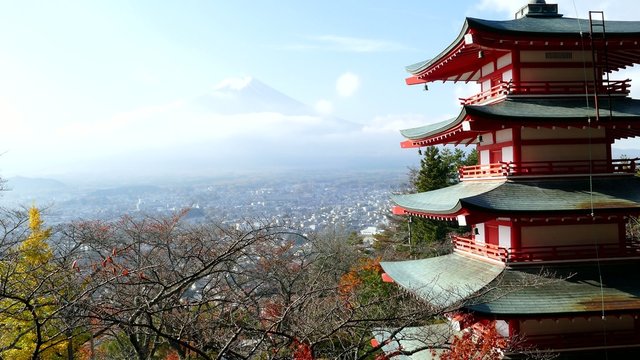 Mount Fuji and Chureito Pagoda, Japan.