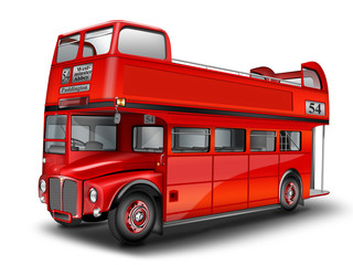 roter Bus - Cabriolet. Englischer Doppeldeckerbus, freigestellt