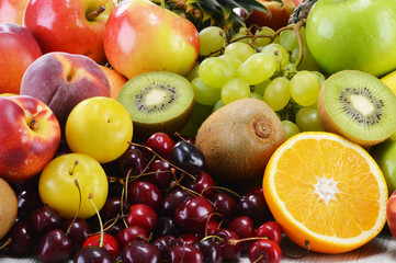 Composition with variety of fresh fruits. Balanced diet