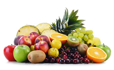 Composition with variety of fresh fruits. Balanced diet