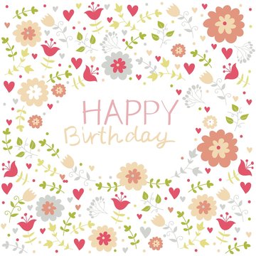 pastel floral birthday pattern card
