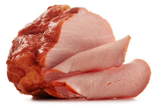 Piece of fresh ham isolated on white