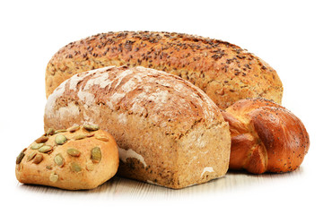 Composition with variety of baking products isolated on white