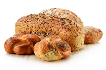 Composition with variety of baking products isolated on white