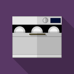 Flat color gray dishwasher machine vector icon