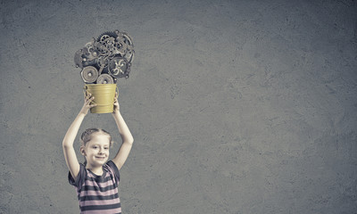 Naklejka premium Kid with bucket