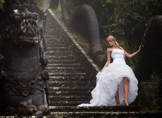 bride in fairy park in Bali
