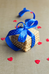 Cookies with blue ribbon