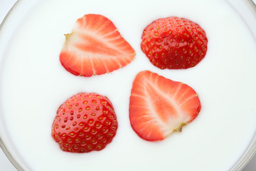 strawberry in yogurt