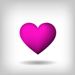 Pink isolated heart on light background