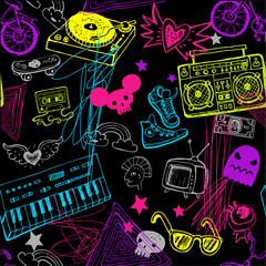 Fototapeta premium Black seamless music background.