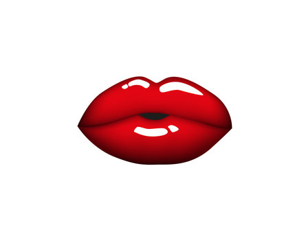 Beautiful woman kiss red lips
