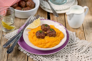 Meatballs with pumpkin puree