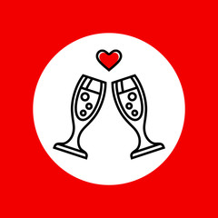 Champagne glasses with heart