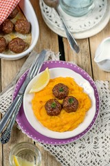 Meatballs with pumpkin puree