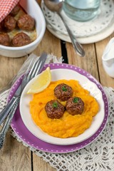 Meatballs with pumpkin puree