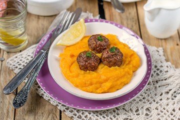 Meatballs with pumpkin puree