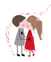 Kissing couple valentine day card