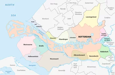 Papier Peint photo autocollant Rotterdam carte administrative de la région de Rotterdam