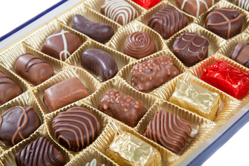box of various chocolate candies