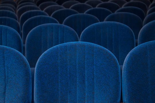 empty blue cinema or theater seats