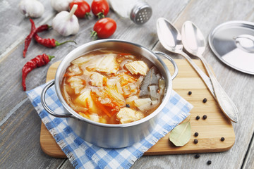 Cabbage soup with meat