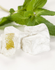Lukum (Turkish Delight) with mint
