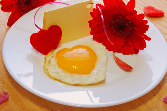 Romantic breakfast on valentine's day.