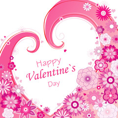 Valentines Day background with heart and flowers