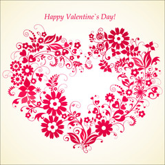 Valentines day card with floral heart