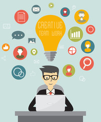 creative flat network concept